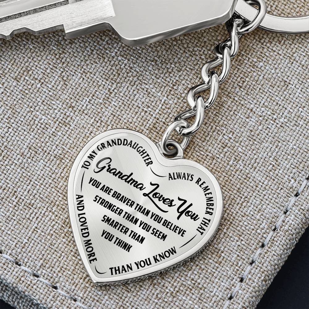 To my Granddaughter | Heart keychain | | Grandma loves you