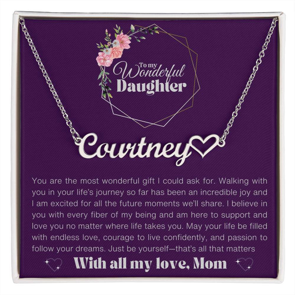 To my Daughter-Name&heart  Necklace-Mom