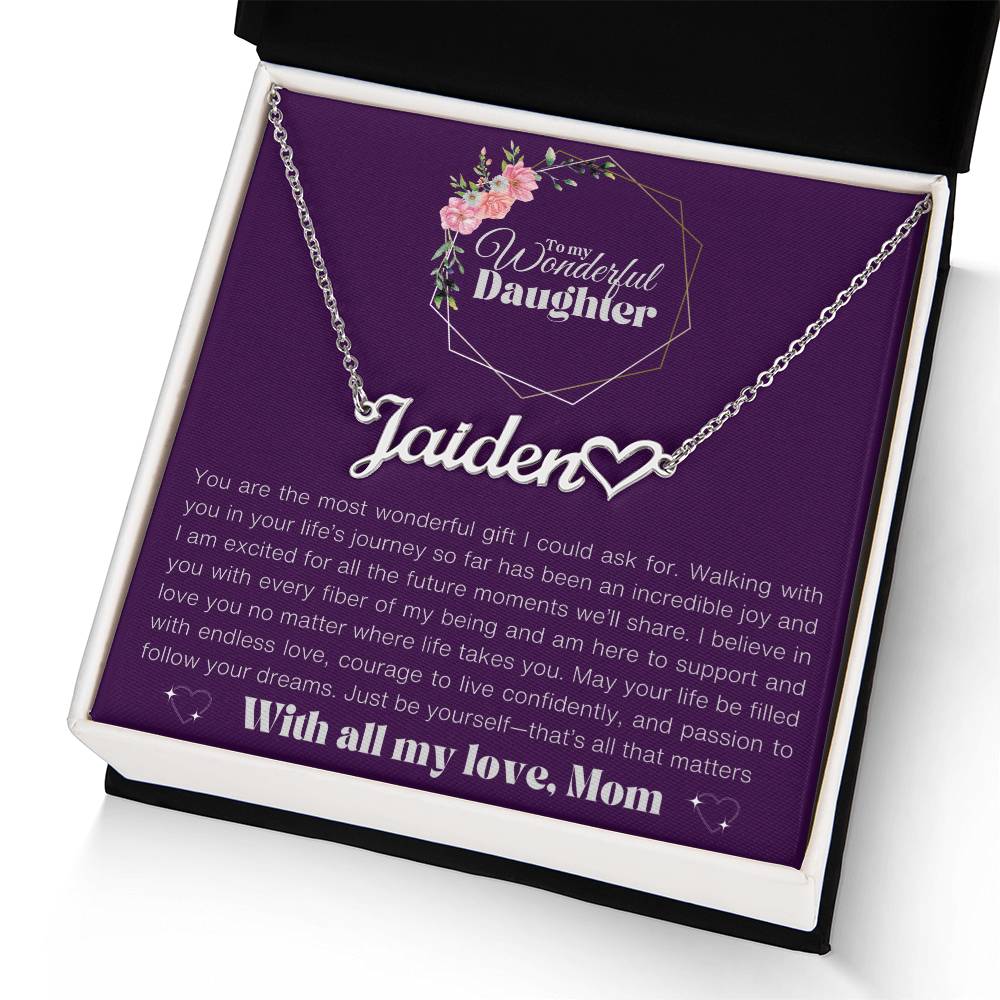 To my Daughter-Name&heart  Necklace-Mom