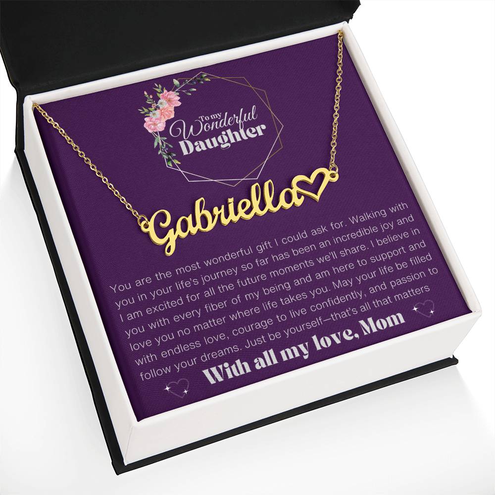 To my Daughter-Name&heart  Necklace-Mom