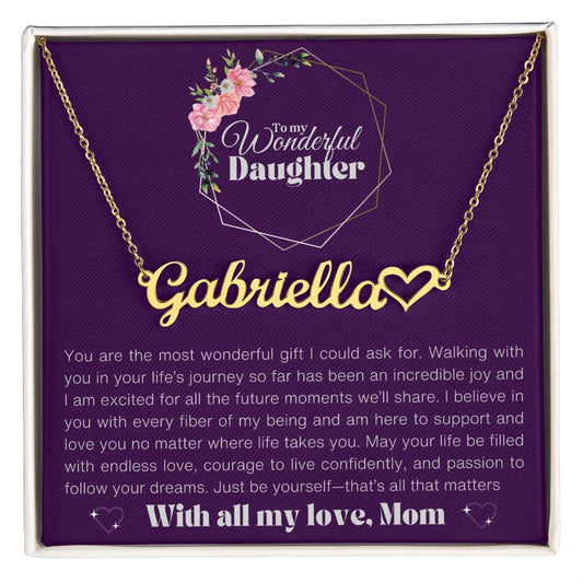 To my Daughter-Name&heart  Necklace-Mom