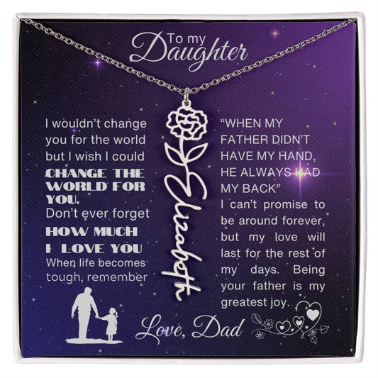 To my Daughter-Birth Flower Name Necklace-Dad