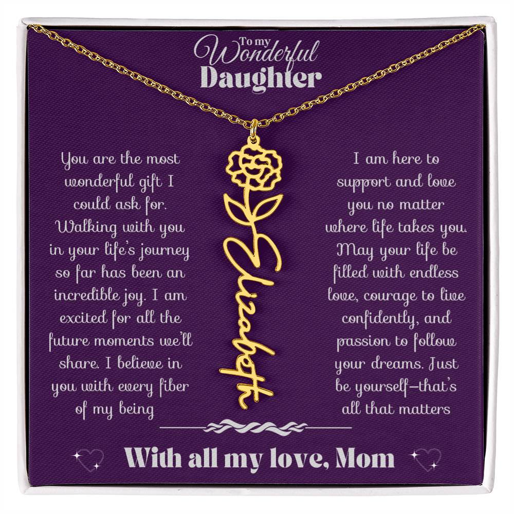 To my Daughter-Birth Flower Name Necklace-Mom