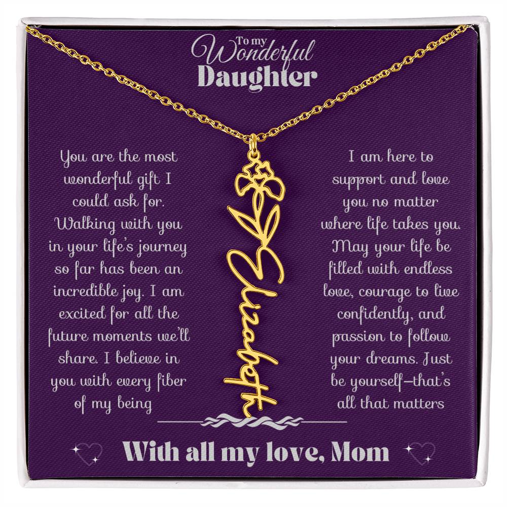 To my Daughter-Birth Flower Name Necklace-Mom