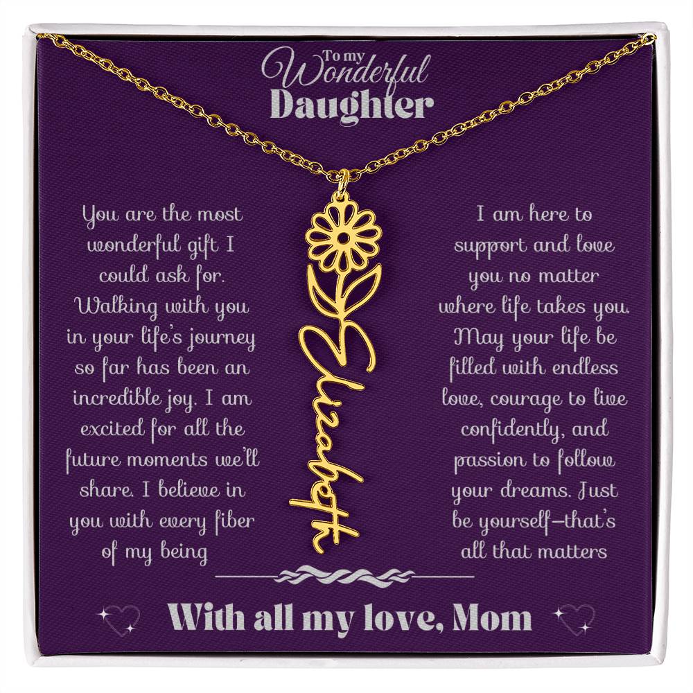 To my Daughter-Birth Flower Name Necklace-Mom