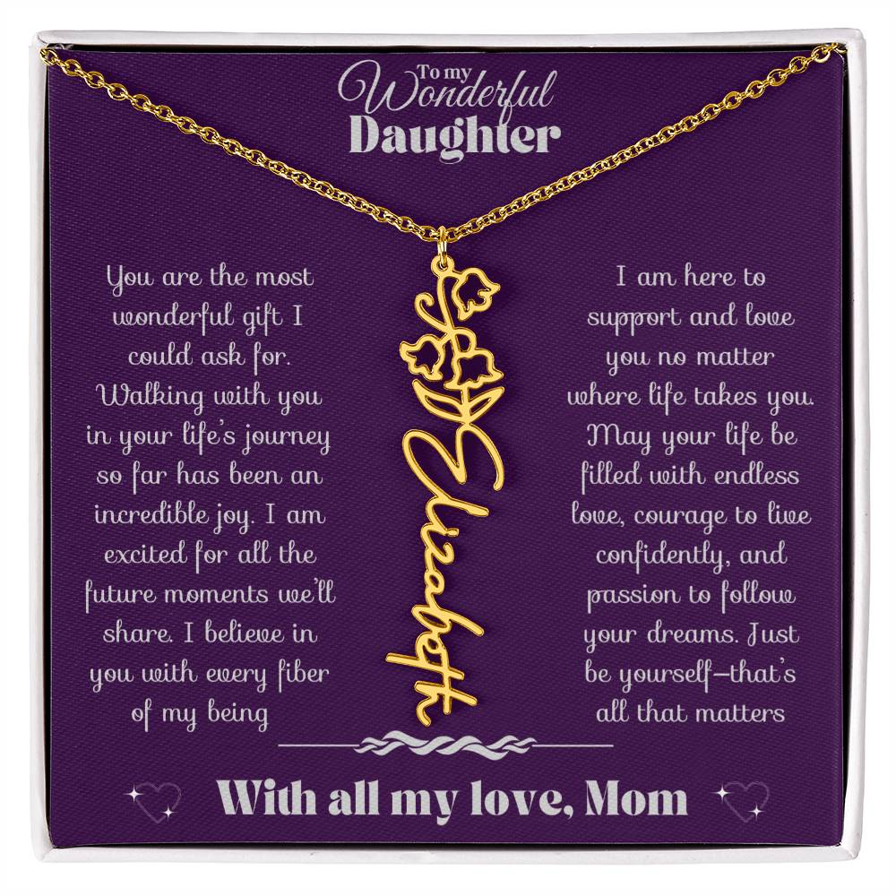 To my Daughter-Birth Flower Name Necklace-Mom