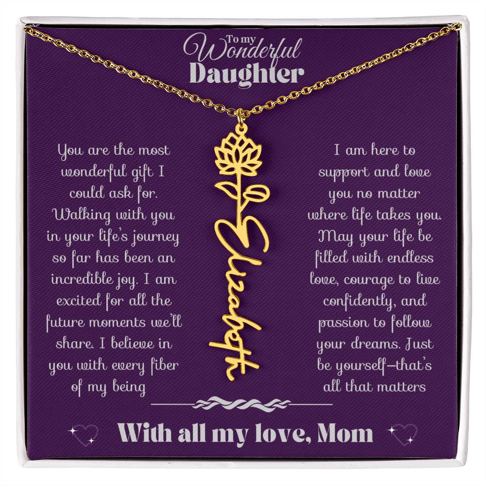 To my Daughter-Birth Flower Name Necklace-Mom