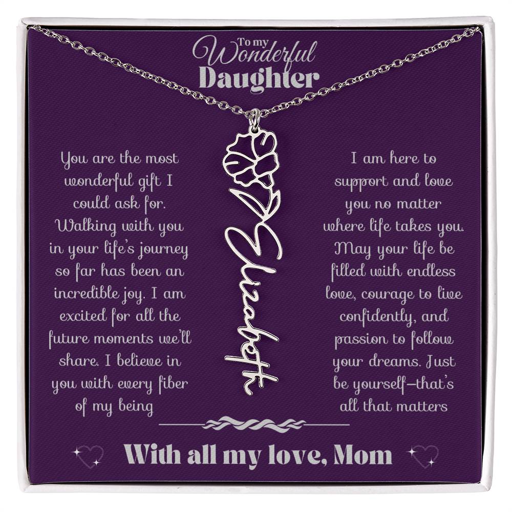 To my Daughter-Birth Flower Name Necklace-Mom