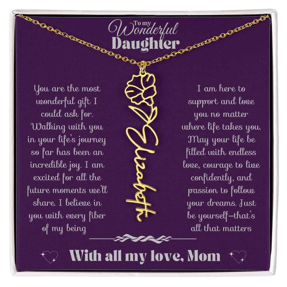 To my Daughter-Birth Flower Name Necklace-Mom